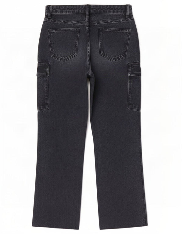 Zara Dame Cargo Straight Jeans EU 36 XS W26 L28 Sort