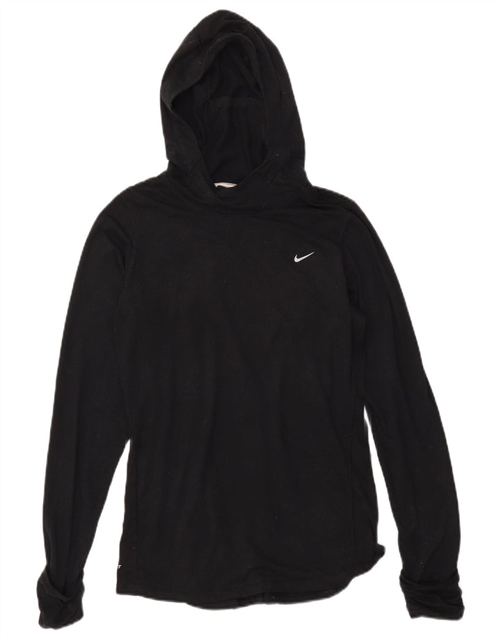 NIKE Dame Dri Fit Hættetop Langærmet UK 14 Medium Sort Polyester