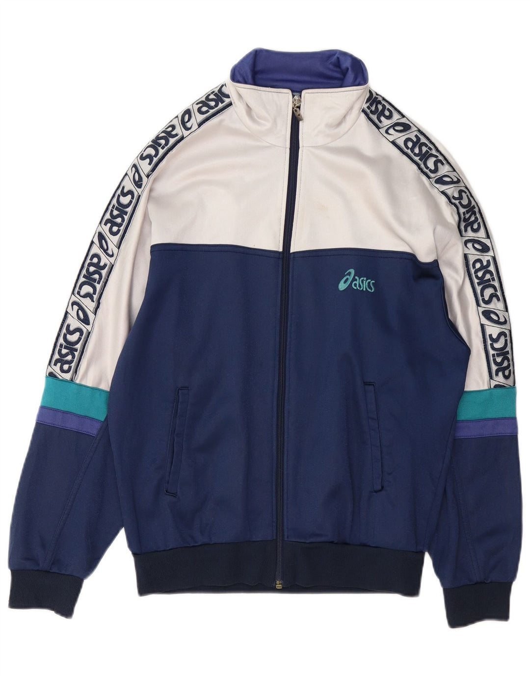 Asics Træningsdragt til mænd Topjakke UK 44 XL Marineblå Colourblock Polyester
