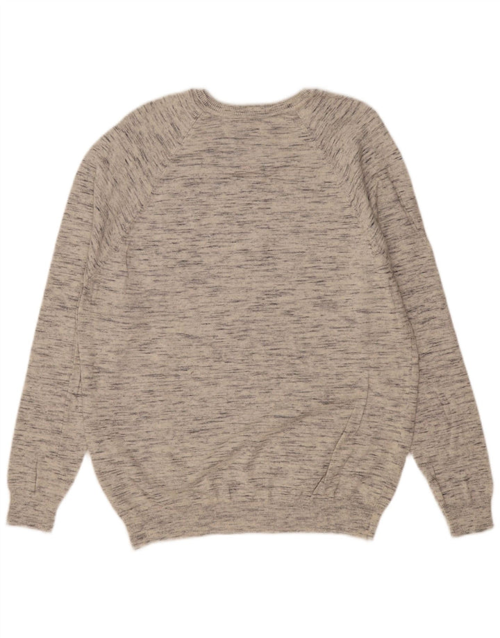 SUPERDRY Dame V-hals sweater UK 18 XL Grå Flecked Bomuld