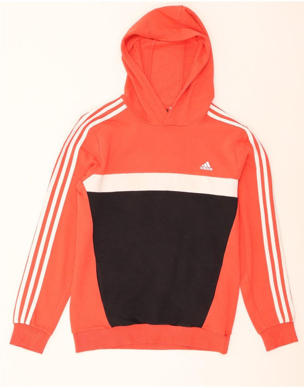 Adidas hættetrøje til drenge 15-16 år Orange Colourblock Bomuld