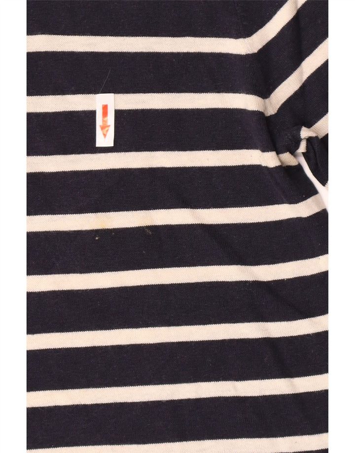 Massimo Dutti Dame Roll Neck Jumper Sweater UK 10 Small Navy Blue Striped