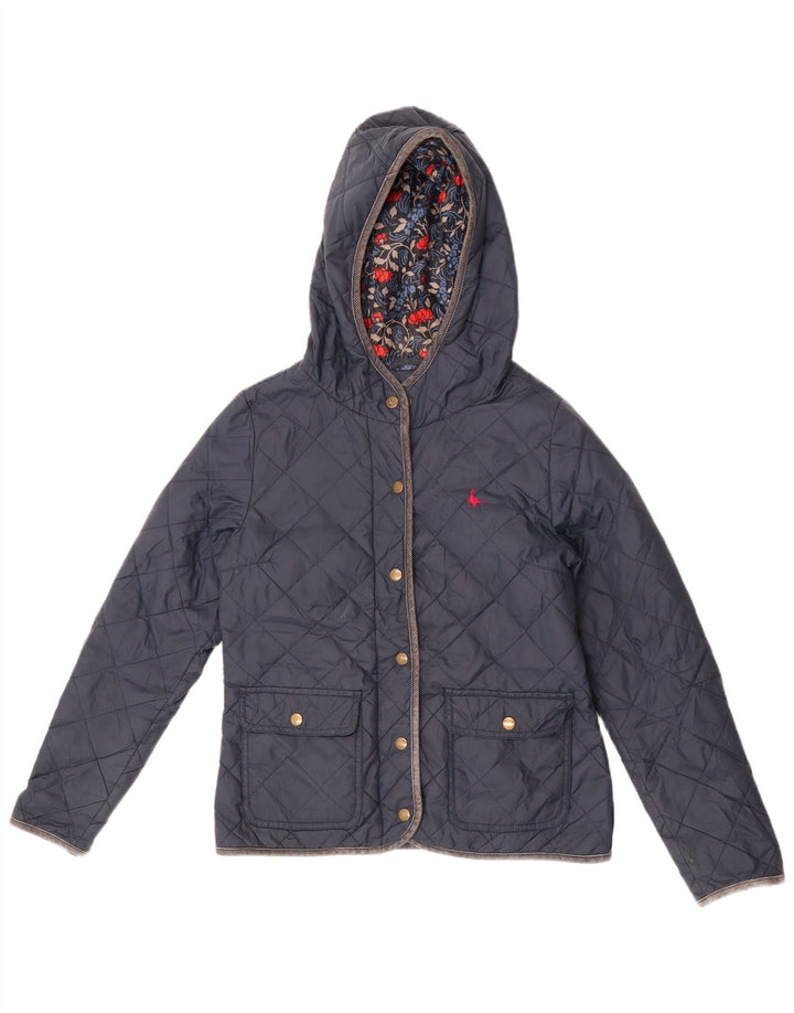 Jack Wills Dame Hætte Quiltet Jakke UK 8 Small Navy Blue Nylon