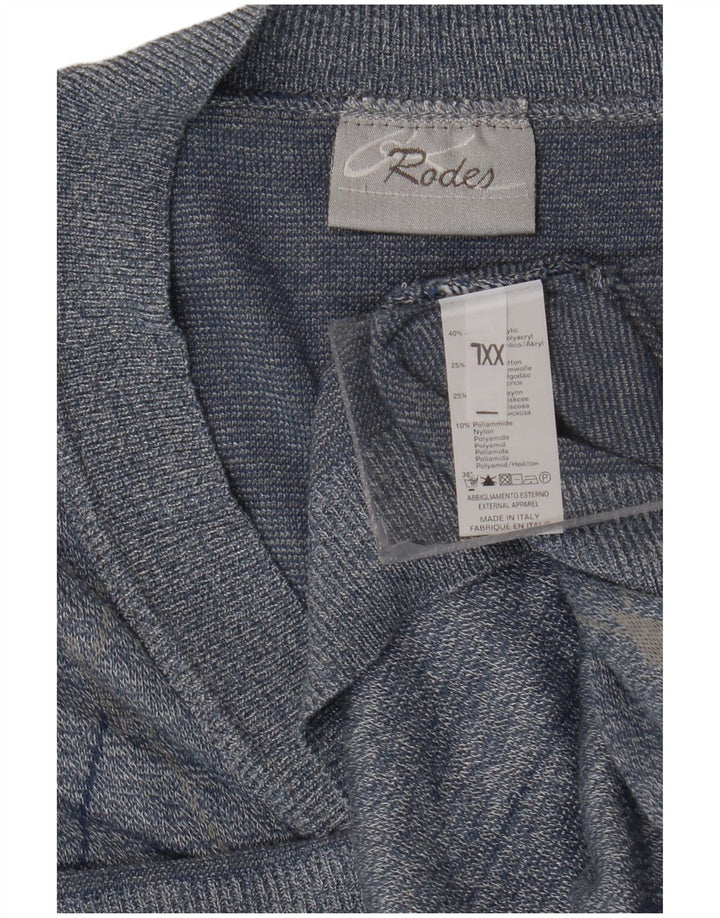 Rodes Herre Cardigan Sweater 2XL Blå Argyle/Diamant Akryl