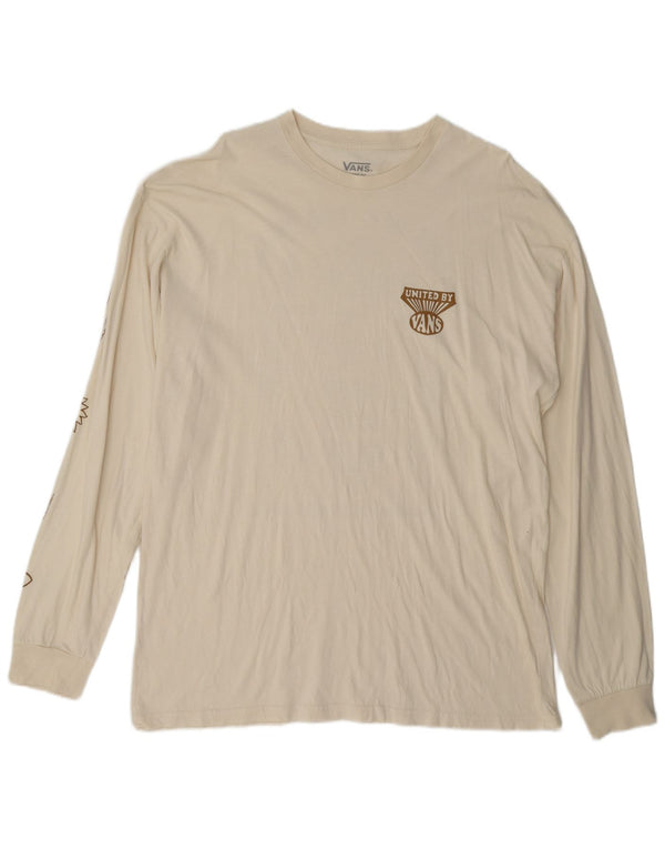 Vans Herre Classic Fit Grafisk Top Langærmet XL Off White Bomuld