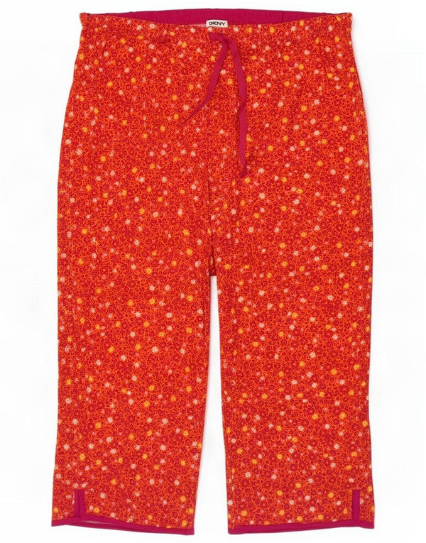 Dkny Dame Relaxed Fit Capri Bukser Large W34 L21 Red Floral