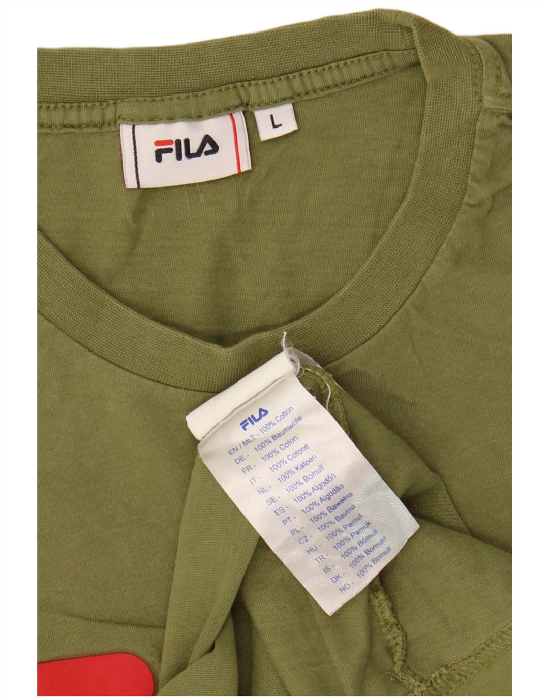 Fila Herre Grafisk T-Shirt Top Stor Khaki Bomuld