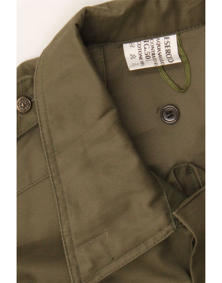 Vintage Herre Militær Overfrakke IT 50 Stor Khaki Bomuld