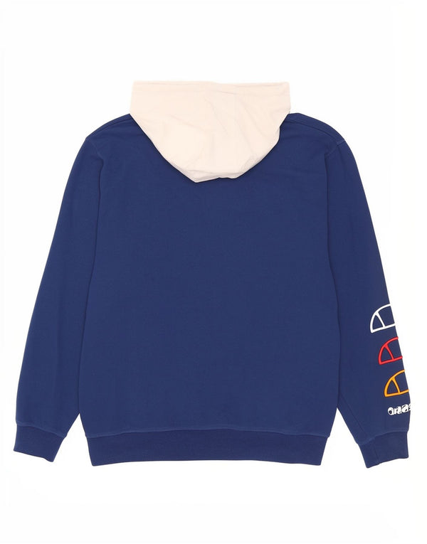 Ellesse Herre grafisk lynlås hættetrøje Jumper Large Blue Colourblock Bomuld