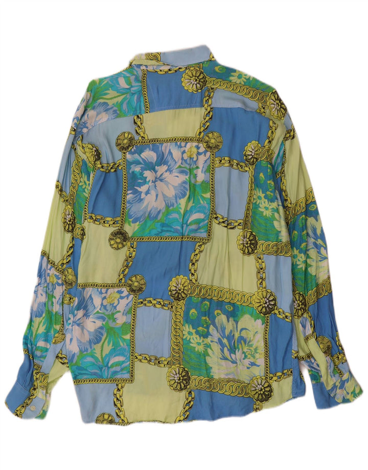 Vintage herreskjorte XL Blå Patchwork Viscose
