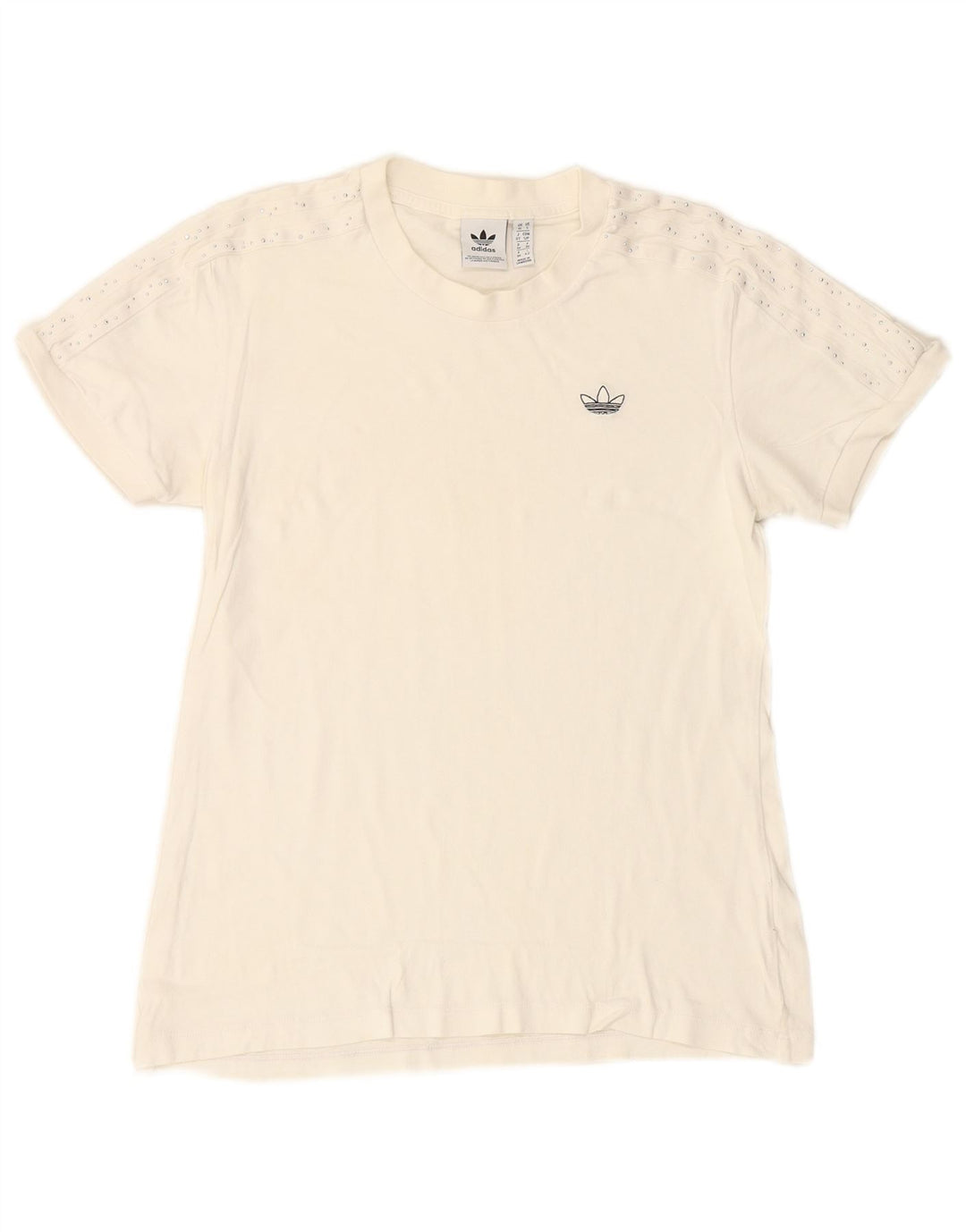 ADIDAS Dame T-Shirt Top UK 10 Small White