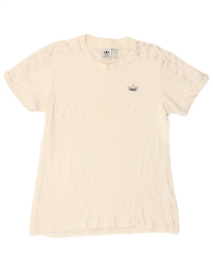 ADIDAS Dame T-Shirt Top UK 10 Small White