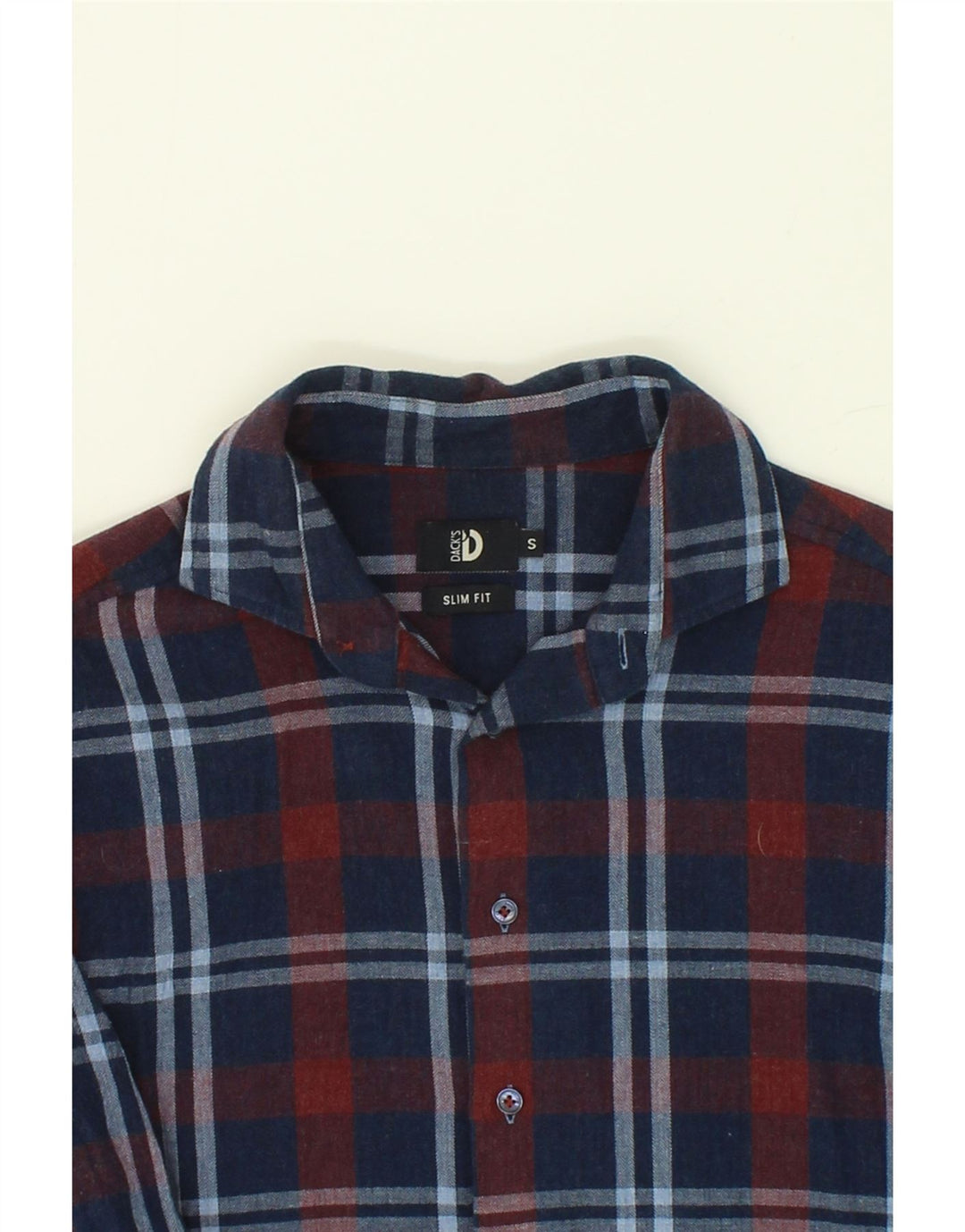 DACK'S Mens Slim Fit Shirt Small Navy Blue Check Vintage Dack's and Second-Hand Dack's from Messina Hembry 