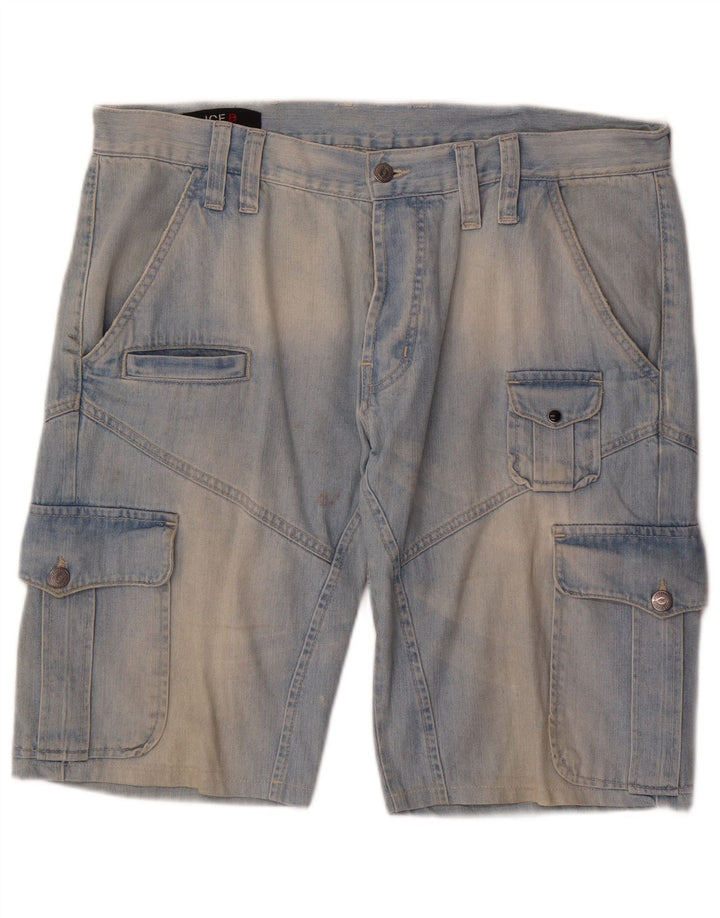 Iceberg Herre Cargo Denim Shorts W36 Stor Blå Bomuld