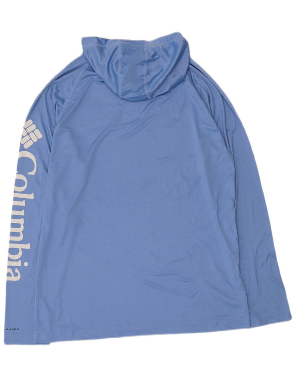Columbia Herre Omni-Shade Hooded Grafisk Top Langærmet Medium Blue