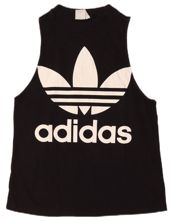 Adidas Dame Grafisk Vest Top UK 12 Medium Sort Bomuld