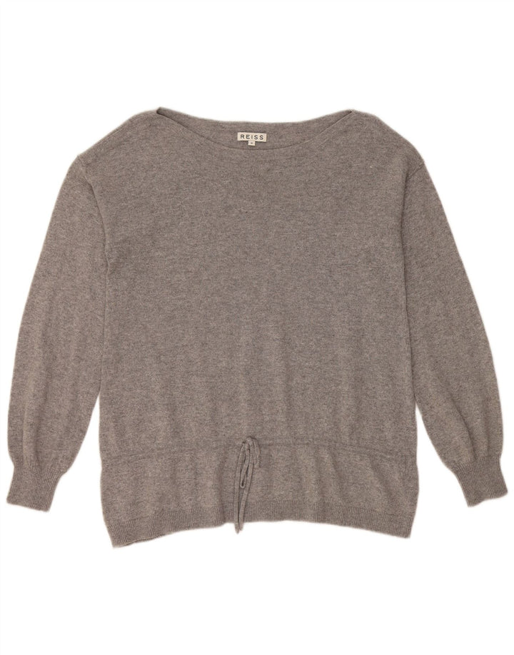 REISS Dame Boat Neck Jumper Sweater UK 14 Medium Grey Viscose
