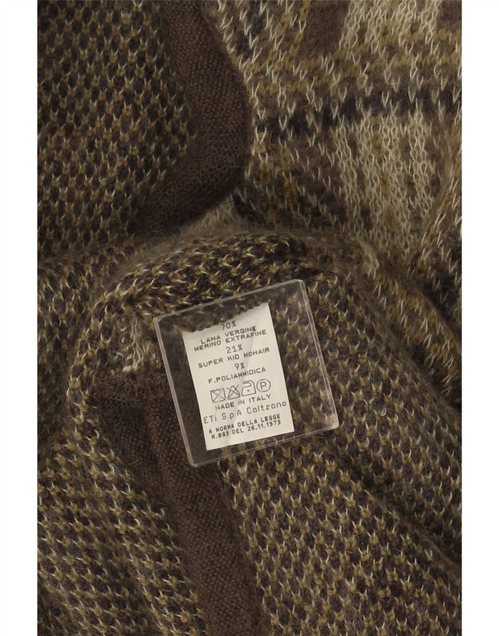 Vintage dame cardigan sweater UK 16 Large Grey Check Wool