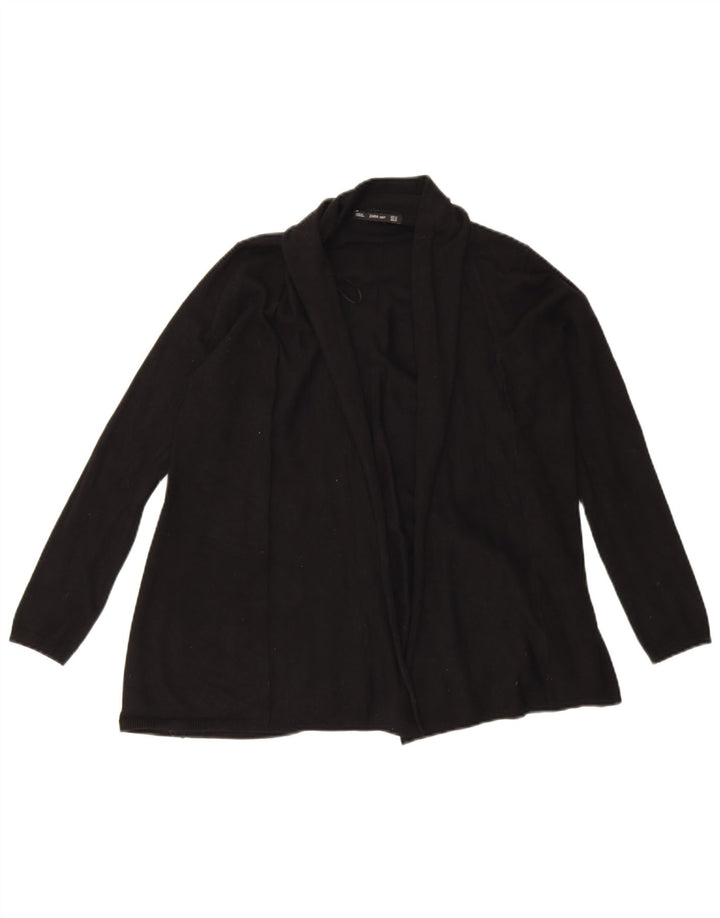 Zara Womens Oversized Open Cardigan Sweater UK 14 Medium Black