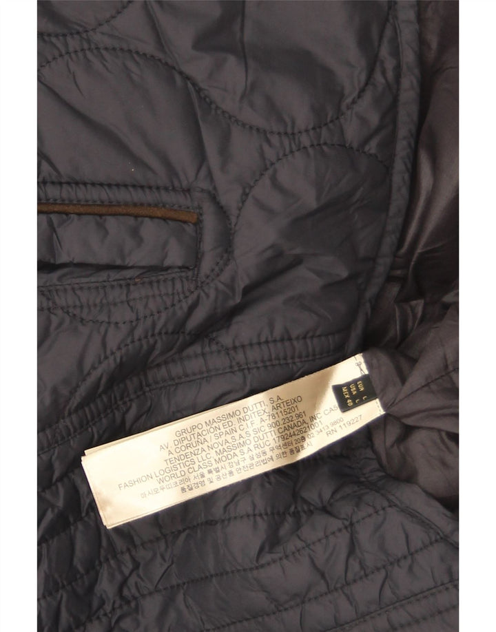 Massimo Dutti Herre quiltet jakke UK 40 Large Navy Blue Nylon