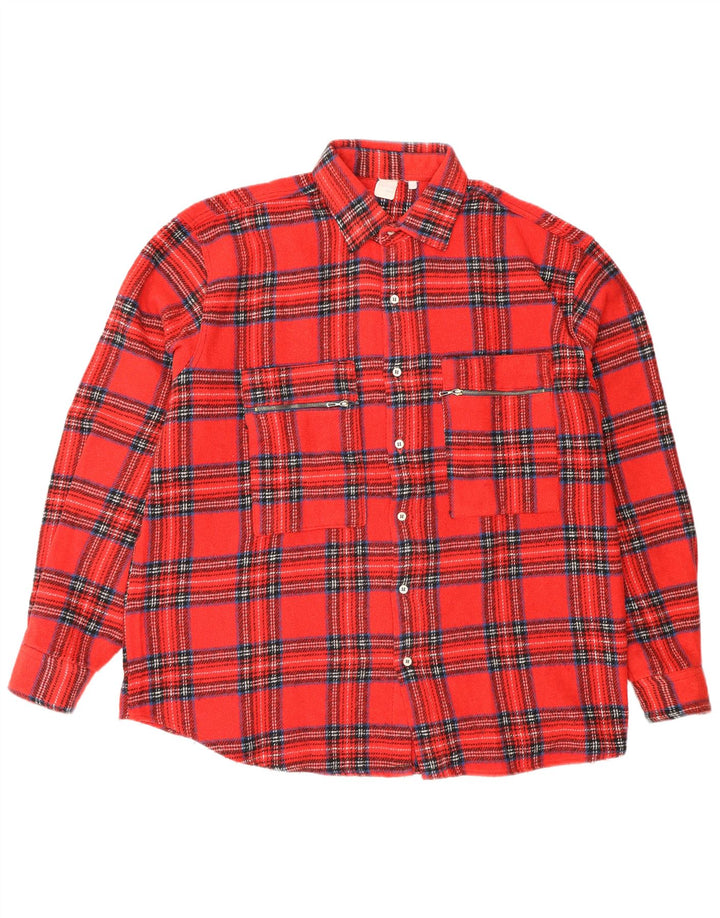 Vintage flannelskjorte til mænd, stor rød ternet