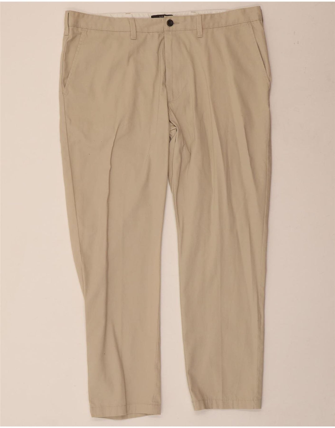 Marks & Spencer Herre Tapered Chino Bukser W40 L29 Beige Bomuld