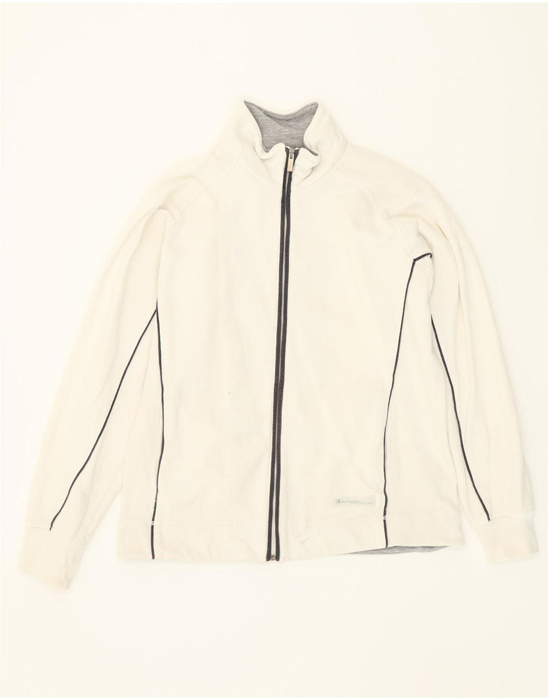 CHAMPION Womens Easy Fit Tracksuit Top Jacket UK 14 Medium White Cotton Vintage Champion and Second-Hand Champion from Messina Hembry 