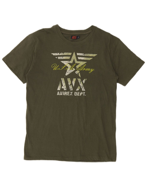 Avirex Boys Grafisk T-Shirt Top 15-16 år XL Khaki