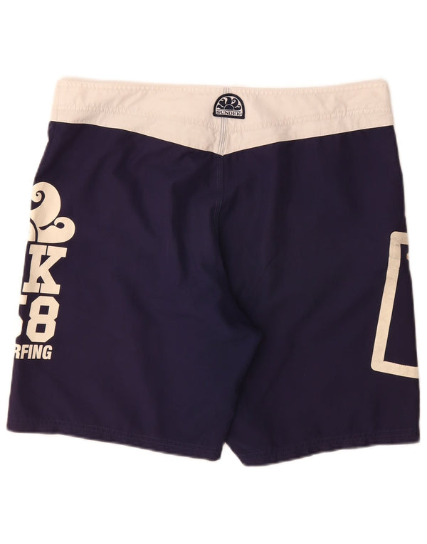 Sundek Herre grafiske svømmeshorts Large Navy Blue Colourblock