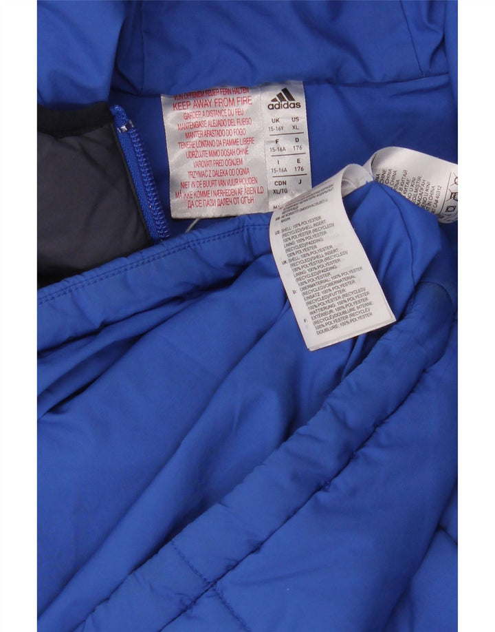 Adidas drenge hættepolstret jakke 15-16 år Blå Colourblock Polyester