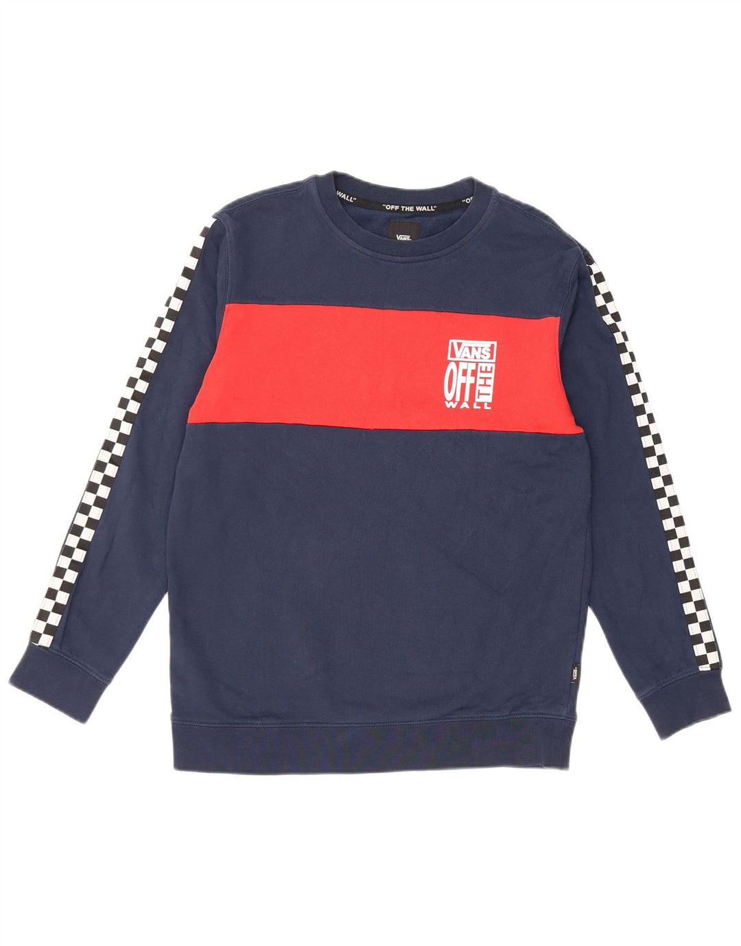 Vans Dame Grafisk Sweatshirt Jumper UK 14 Large Navy Blue Colourblock
