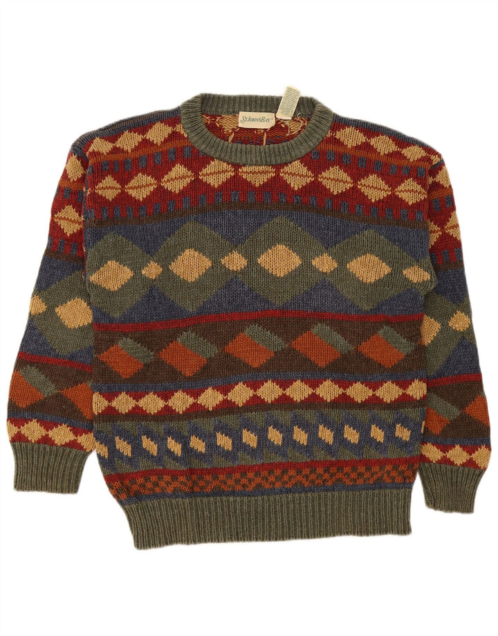St. John's Bay Herre Crew Neck Jumper Sweater Medium Flerfarvet Geometrisk