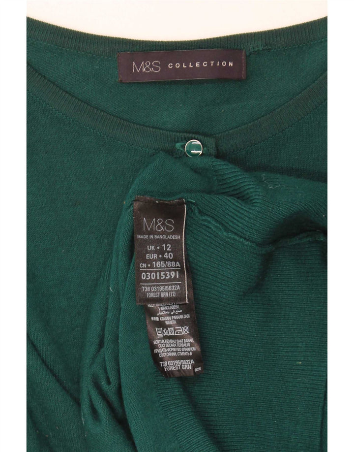 Marks & Spencer Dame Cardigan Sweater UK 12 Medium Green Viscose