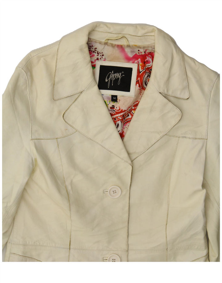 GIPSY Womens Leather Coat UK 14 Medium Yellow Leather Vintage Gipsy and Second-Hand Gipsy from Messina Hembry 