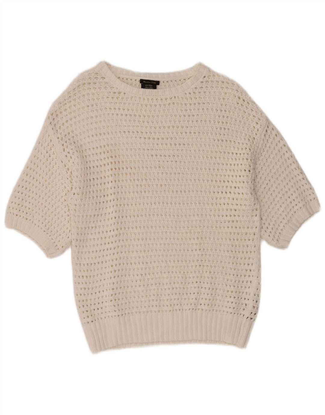 MASSIMO DUTTI Dame hæklet bådhals sweater UK 12 Medium White