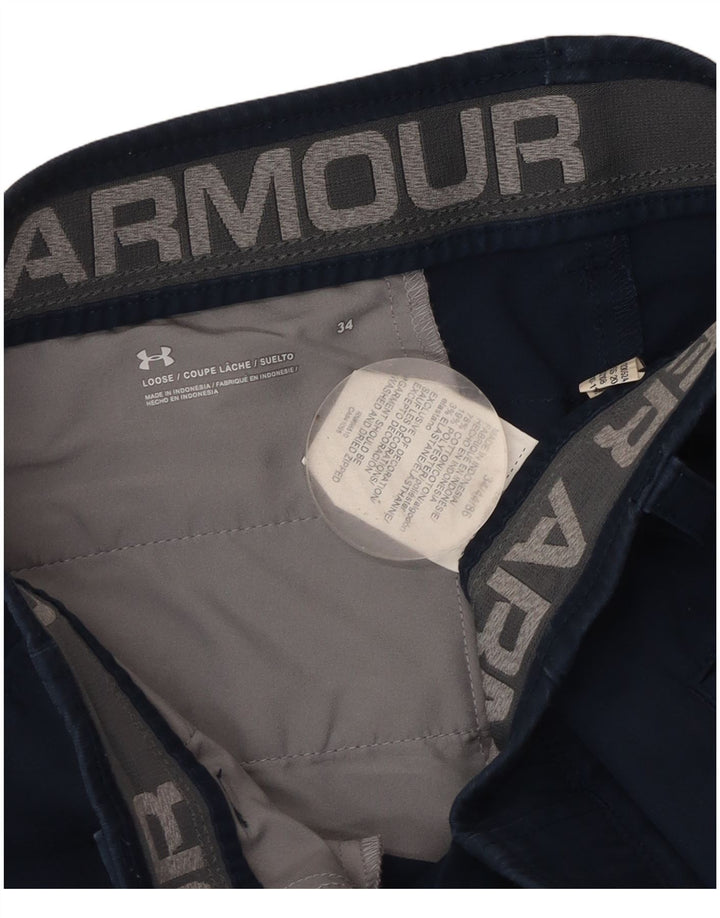 UNDER ARMOUR Herre Chino Shorts W34 Large Navy Blue Bomuld