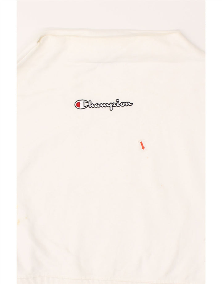 CHAMPION Womens Crop Sweatshirt Jumper UK 14 Medium White Cotton Vintage Champion and Second-Hand Champion from Messina Hembry 