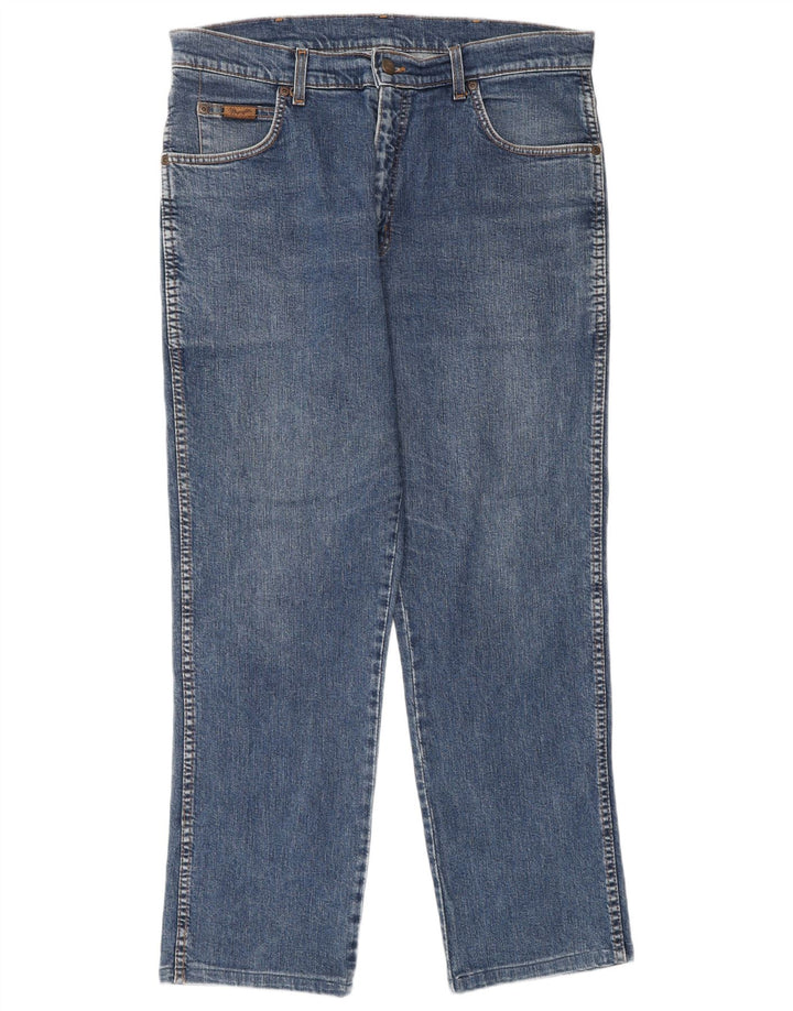 WRANGLER Straight jeans til mænd W34 L30 blå bomuld