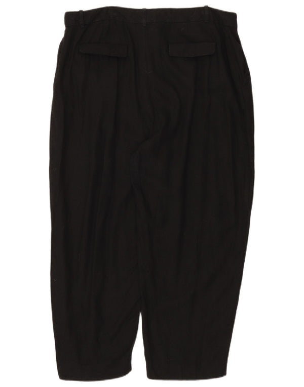 Zara Dame Højtalje Loose Fit Casual Bukser XL W32 L34 Sort hør