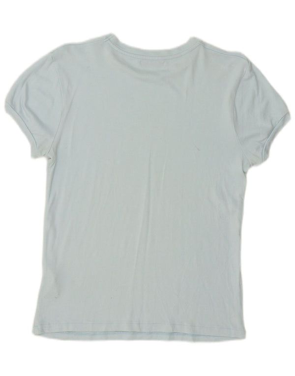 Zara Dame T-Shirt Top UK 10 Small Blue Viscose