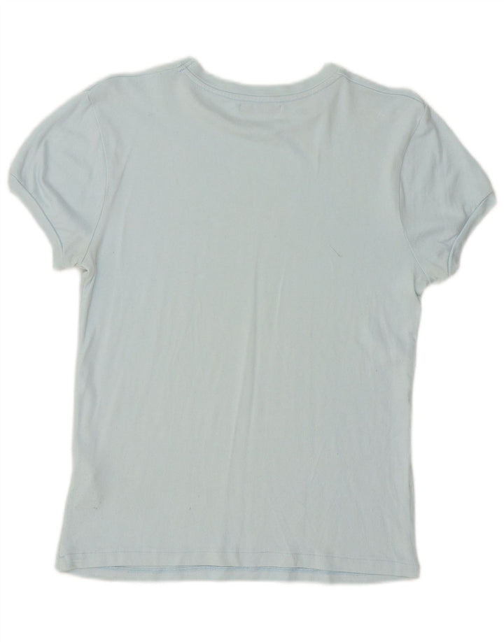 Zara Dame T-Shirt Top UK 10 Small Blue Viscose