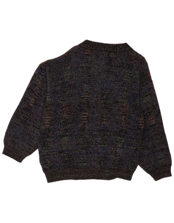 Vintage herre cardigan sweater Stor marineblå flækket uld