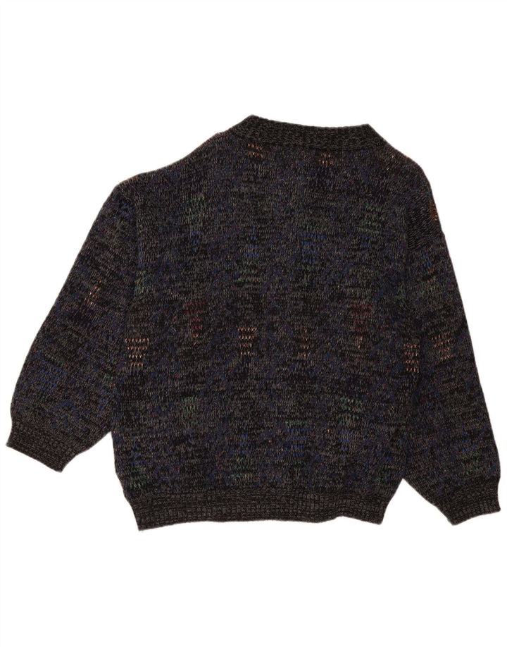 Vintage herre cardigan sweater Stor marineblå flækket uld