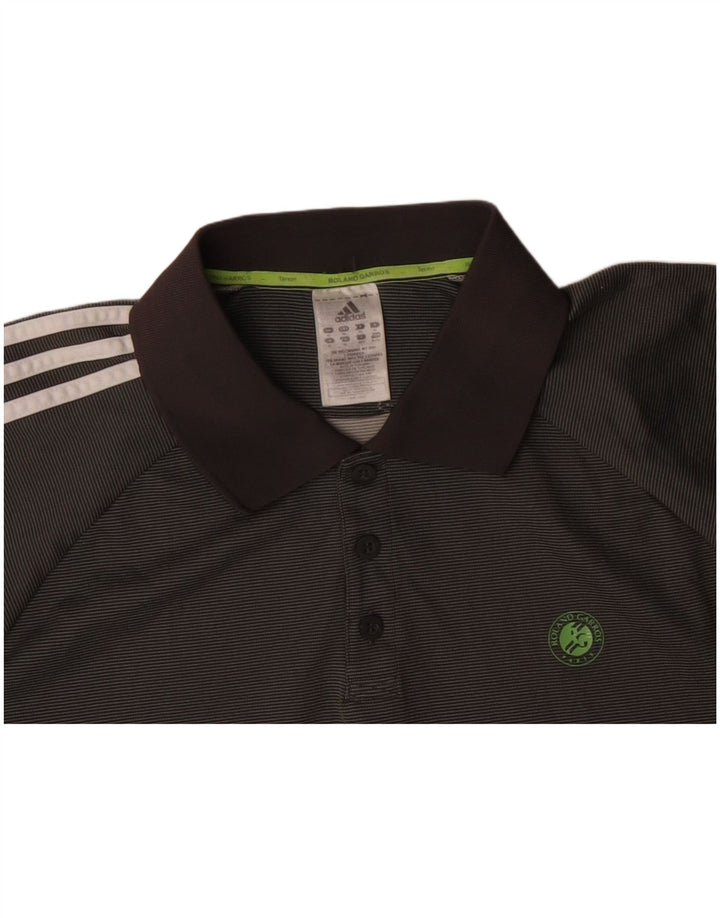 ADIDAS Herre Rolando Carros Polo Shirt XL Grå nålestribet