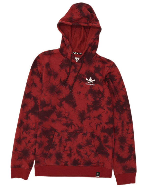 Adidas Herre Climalite Hoodie Jumper XS Red Tie Dye Bomuld