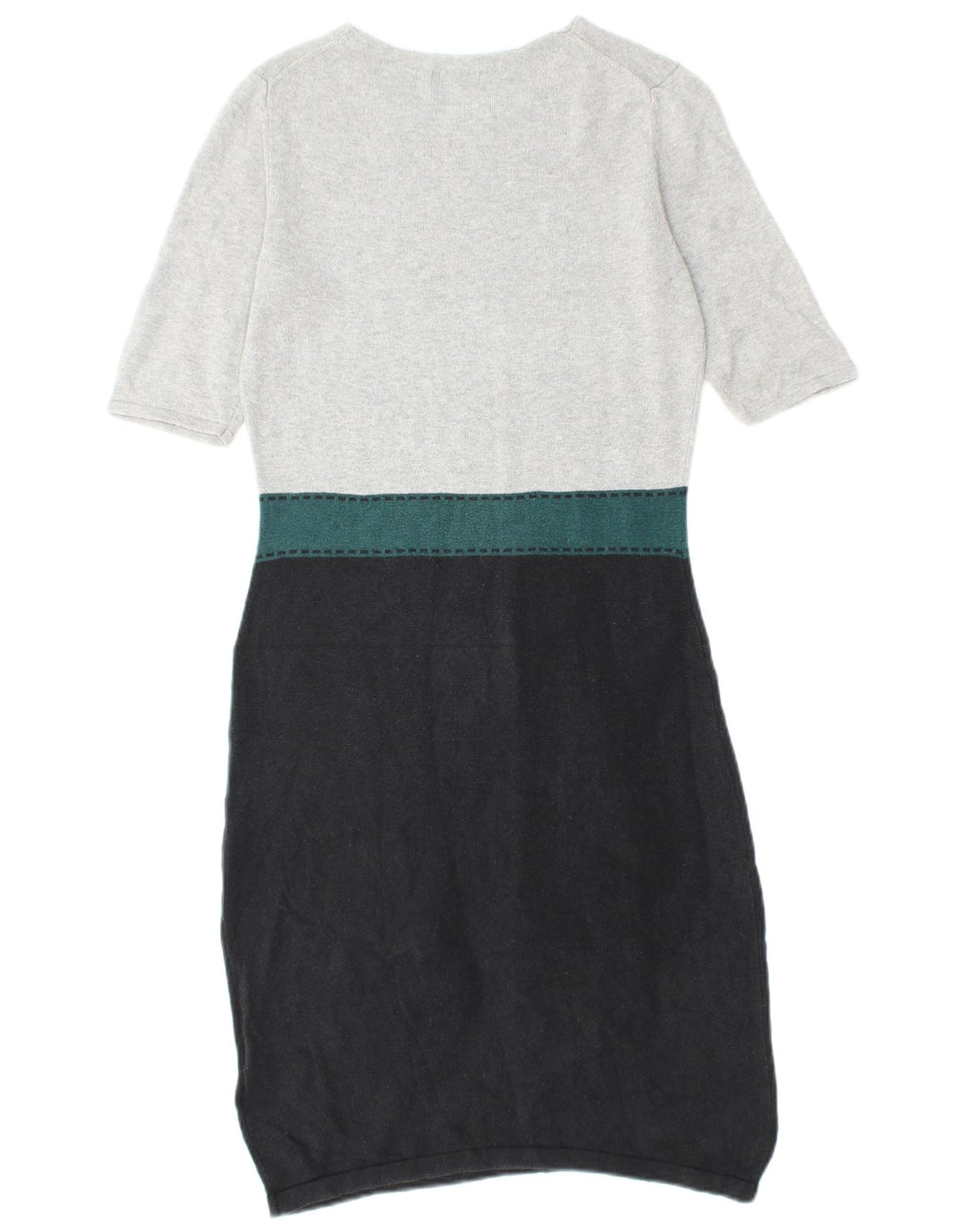 HOBBS Dame Kortærmet Jumper Dress UK 10 Small Grey Colourblock Silke