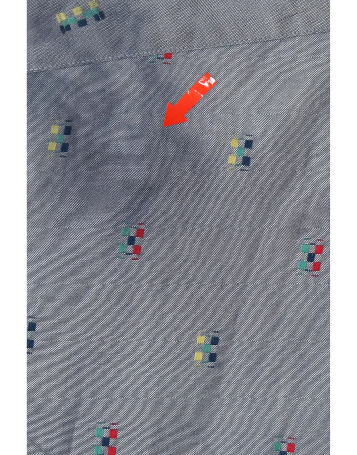 VINTAGE Mens Shirt XL Blue Spotted Polyester Vintage Vintage and Second-Hand Vintage from Messina Hembry 