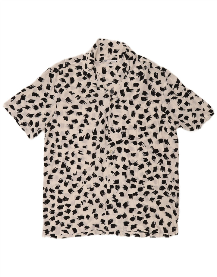 Zara Kortærmet Herre Regular Fit Skjorte Large White Flecked Viscose