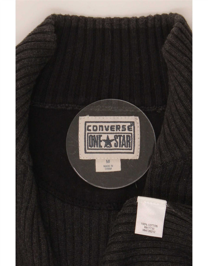 Converse Herre Zip Neck Jumper Sweater Medium Grey Bomuld