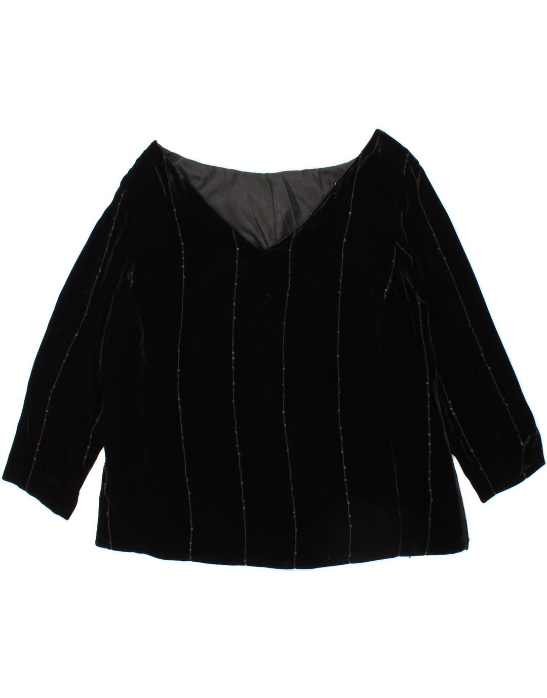 VINTAGE Womens 3/4 Sleeve Blouse Top UK 12 Medium Black Striped Vintage Vintage and Second-Hand Vintage from Messina Hembry 